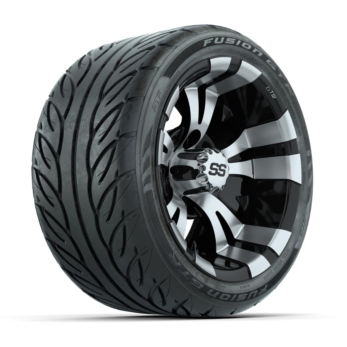 12” GTW Vampire Machined/Black Wheels with Fusion GTR Street Tires – Set of 4