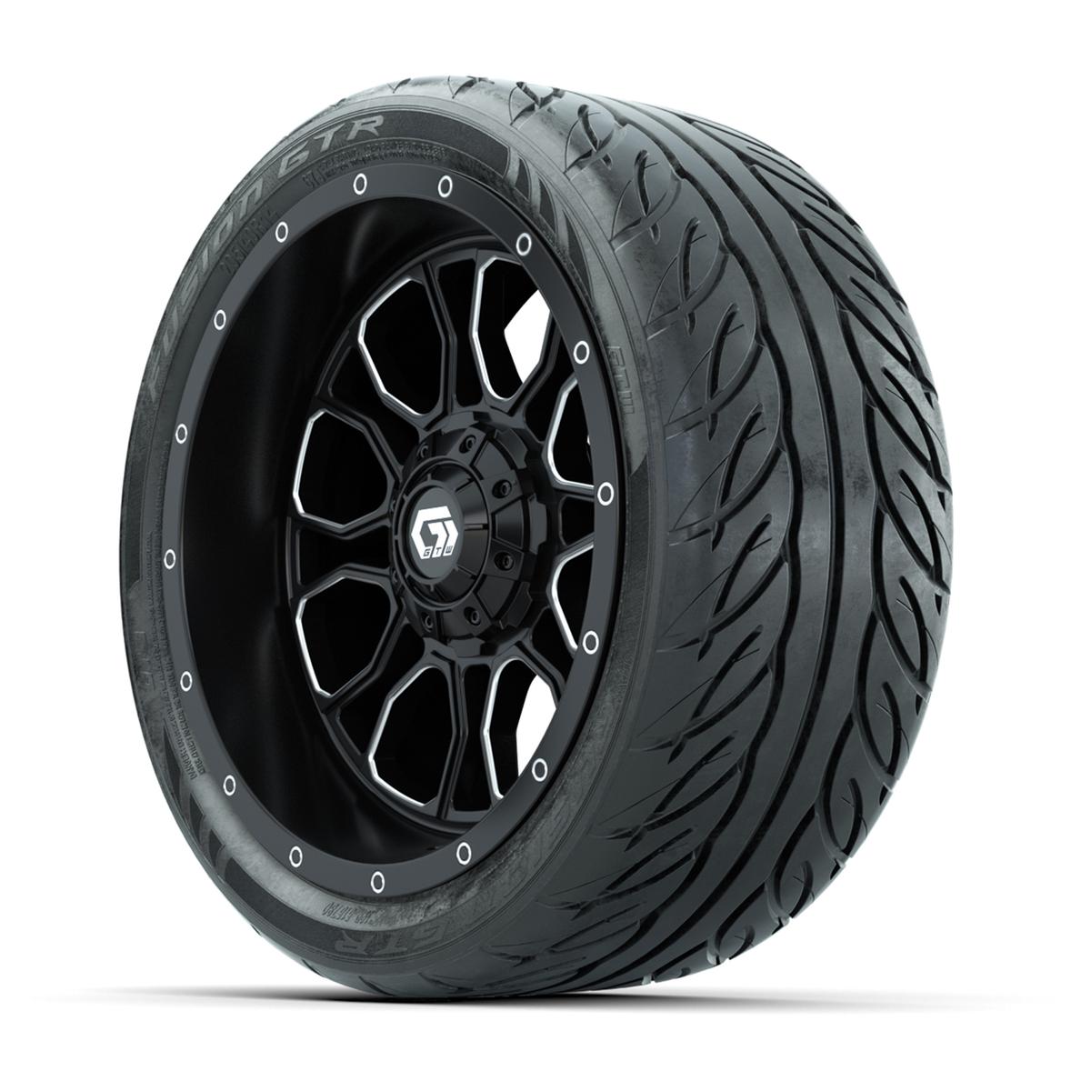 Set of (4) 14 in GTW® Volt Machined & Black Wheels with 205/40-R14 Fusion GTR Street Tires