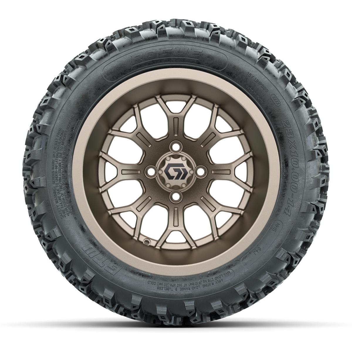 GTW&reg; Assault Matte Bronze 14 in Wheels with 23X10-R14 Rogue All-Terrain Tires - Full Set