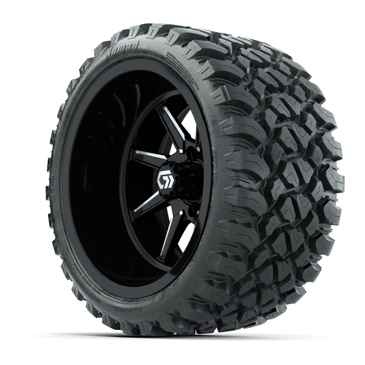 GTW&reg; Reaper Black/Machined 15 in Wheels with 23X10-R15 Nomad Steel Belted Radial All-Terrain Tires - Full Set