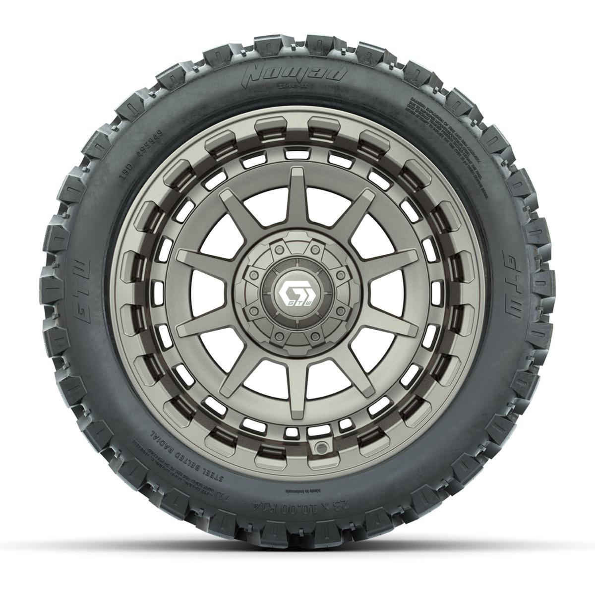 GTW&reg; Barricade Bronze 14 in Wheels with 23X10-R14 Nomad Steel Belt Radial All-Terrain Tires – Full Set