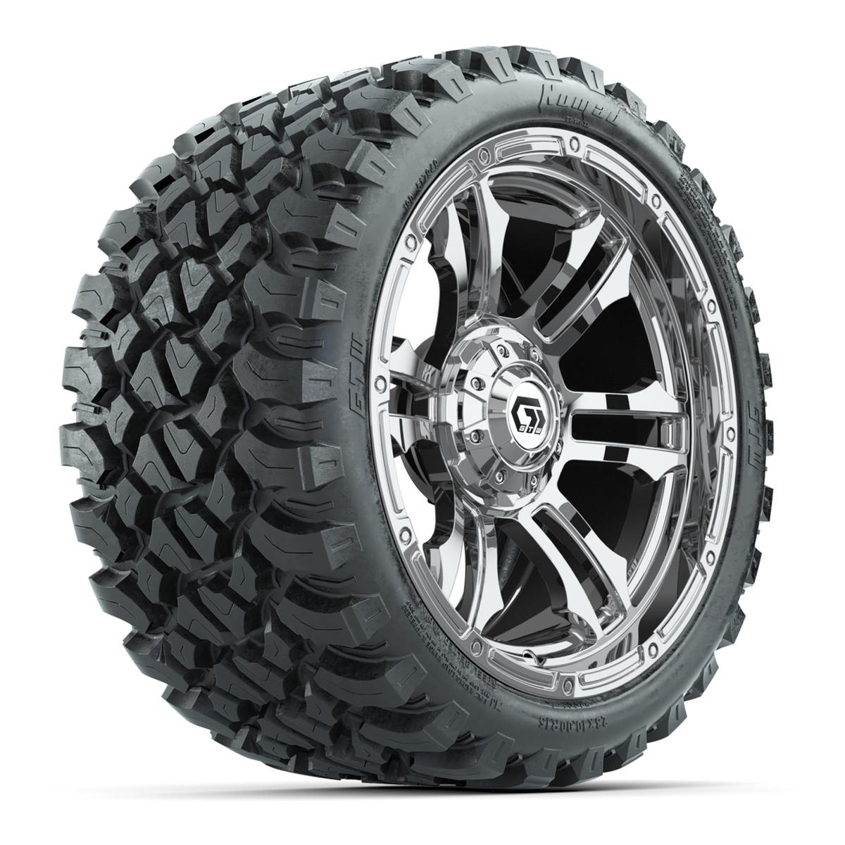 GTW® Shogun Chrome 15 in Wheels with 23x10-R15 Nomad Steel Belted Radial All-Terrain Tires – Full Set