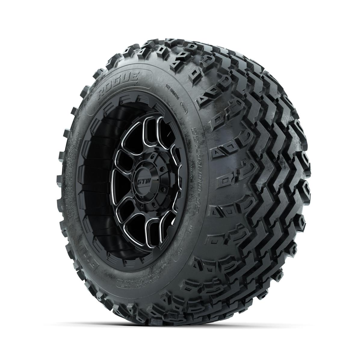 GTW Titan Machined/Black 12 in Wheels with 22x11.00-12 Rogue All Terrain Tires – Full Set