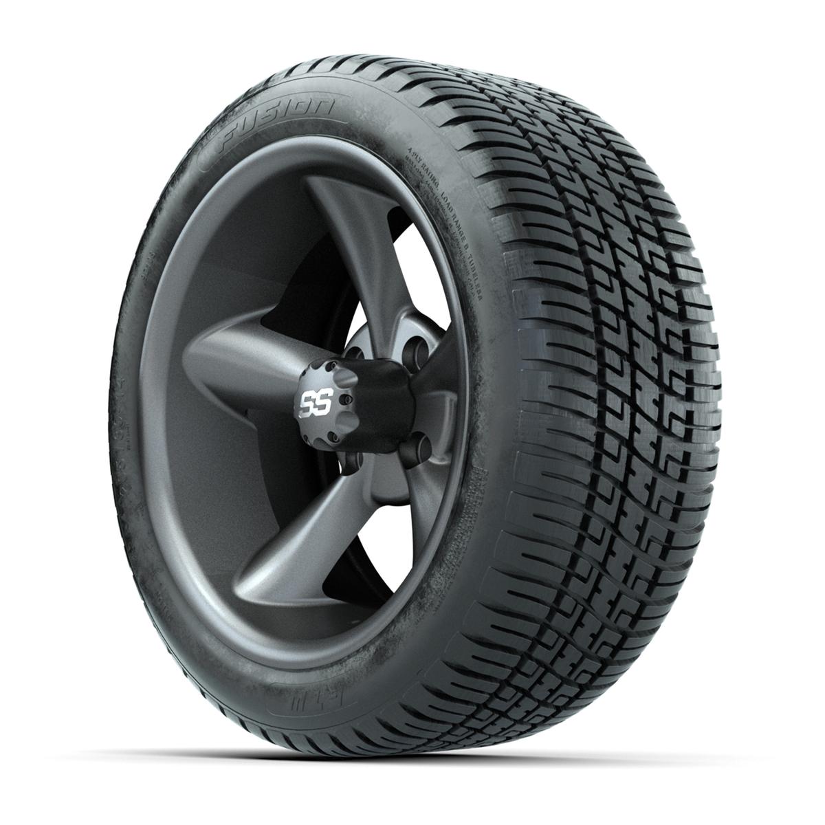 GTW&reg; Godfather Matte Gray 14 in Wheels with 205/30-R14 Fusion Street Tires – Full Set