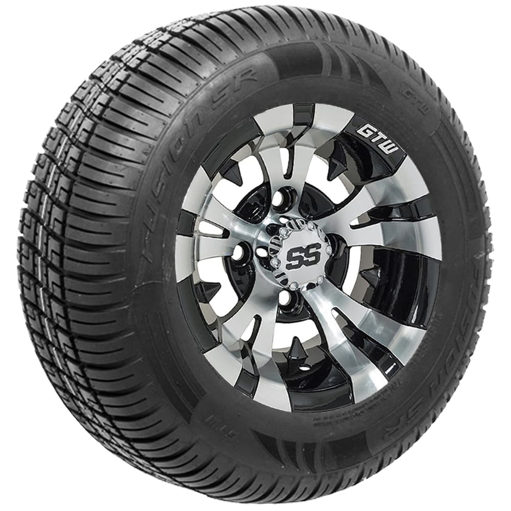 GTW Vampire Black and Machined Wheels with 20in Fusion DOT Approved Street Tires - 10 Inch