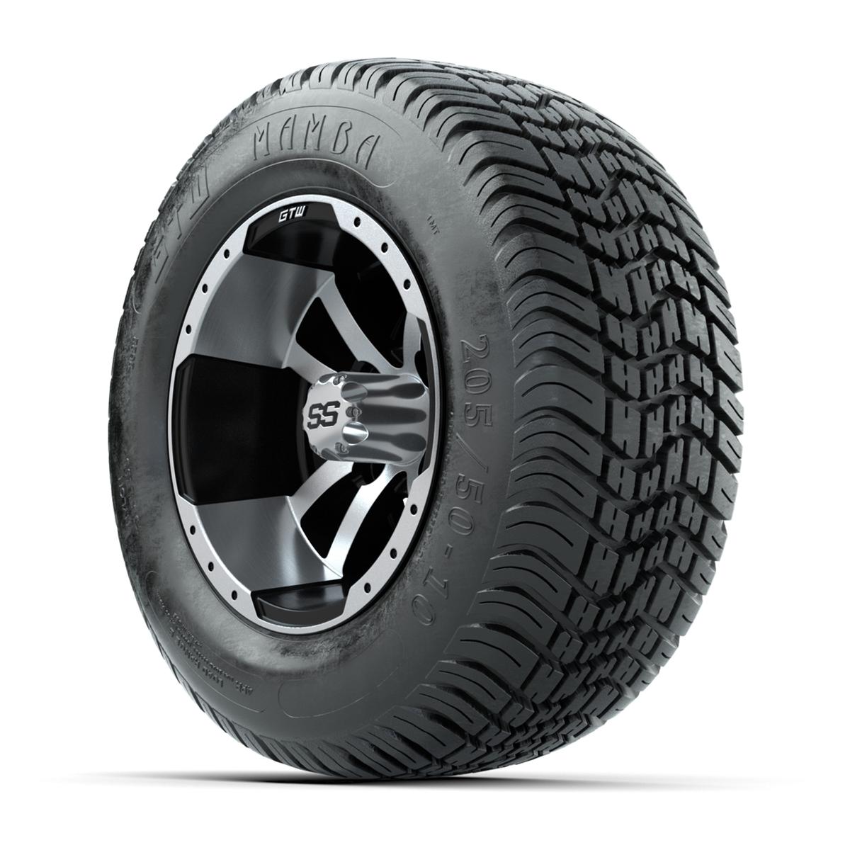 Set of (4) 10 in GTW Storm Trooper Wheels with 205/50-10 Mamba Street Tires