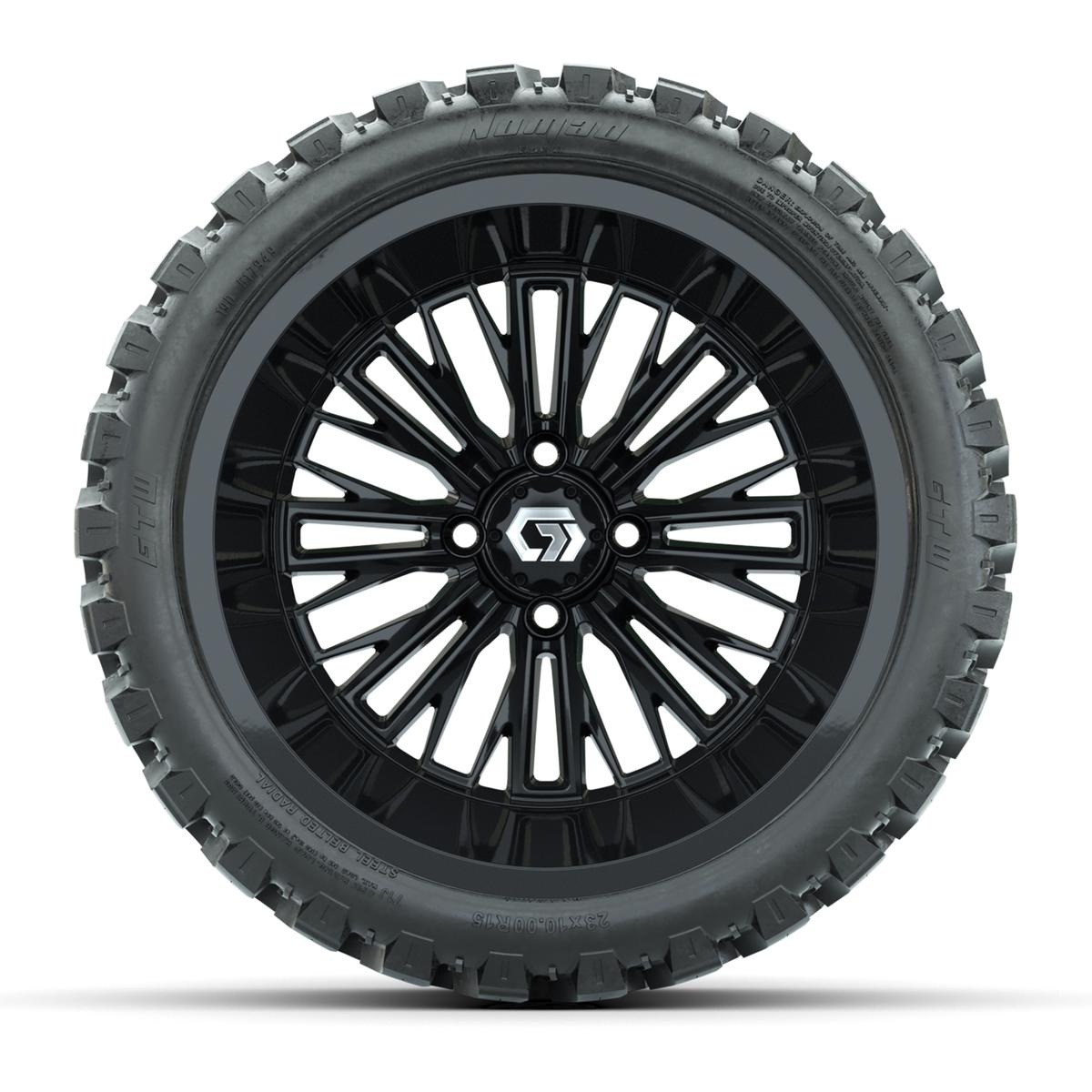 GTW&reg; Viper Gloss Black 15 in Wheels with 23X10-R15 Nomad Steel Belted Radial All-Terrain Tires - Full Set