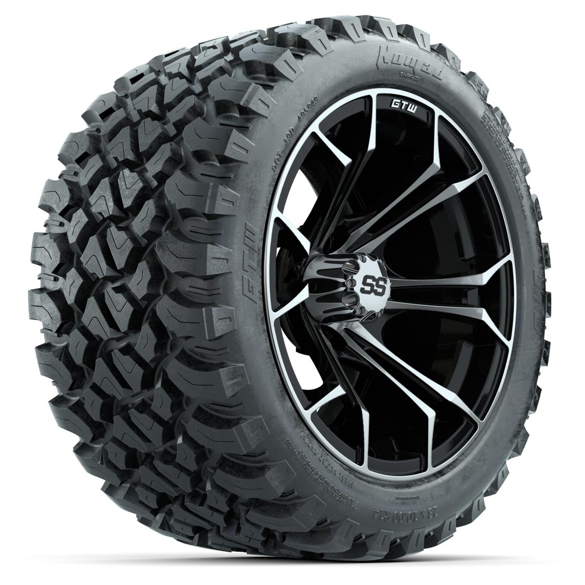 GTW Spyder Machined/Black 14 in Wheels with 23x10-14 GTW Nomad All-Terrain Tires – Full Set