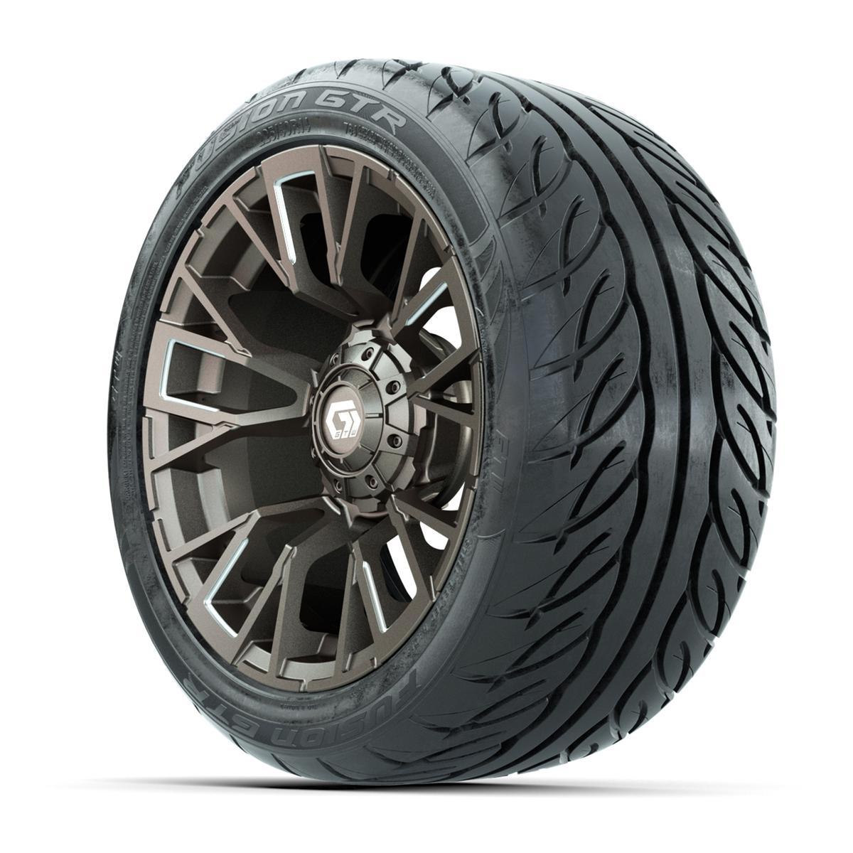 GTW&reg; Vandal Bronze/Machined 14 in Wheels with 225/40-R14 Fusion GTR Steel Belt Radial Street Tires – Full Set