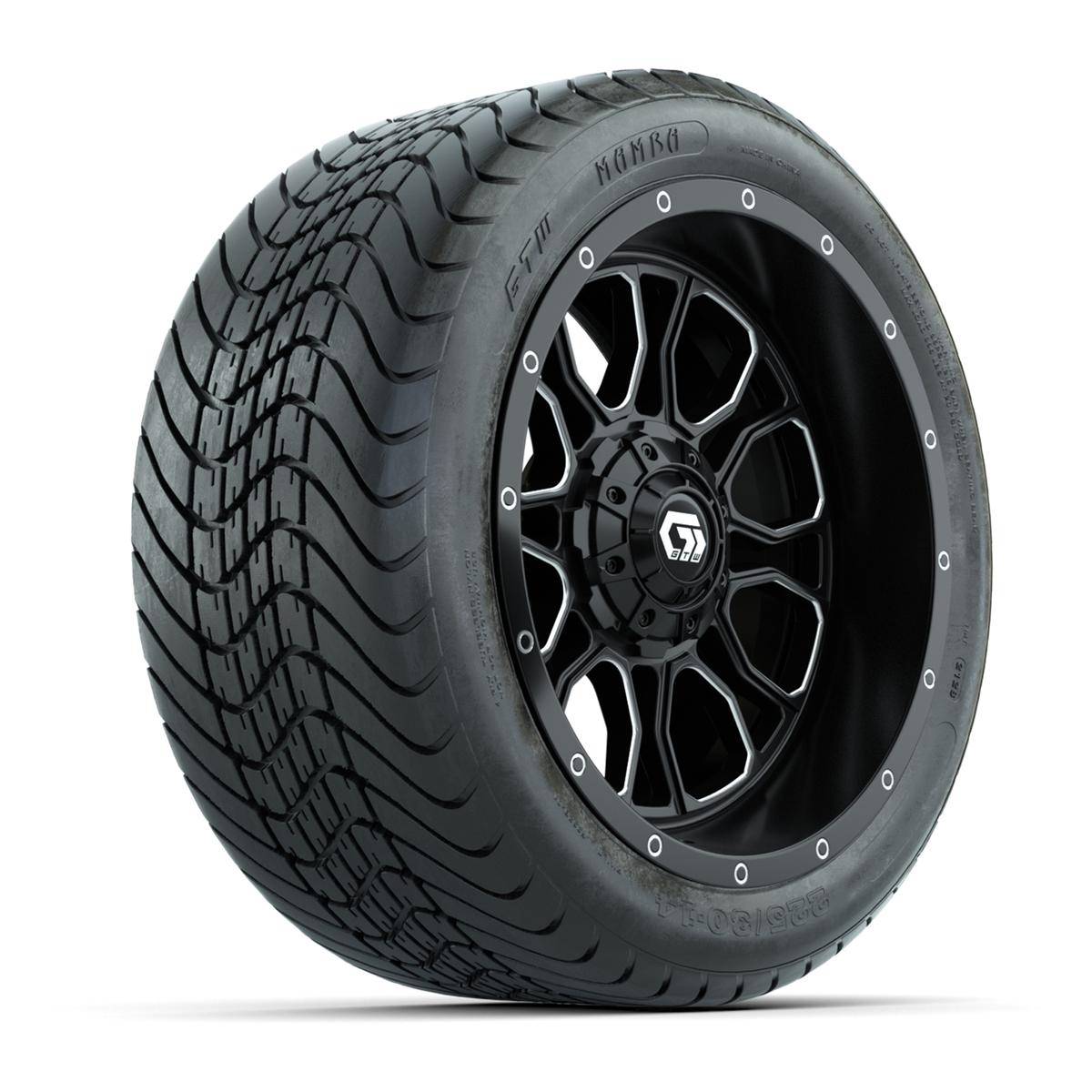 Set of (4) 14 in GTW® Volt Machined & Black Wheels with 225/30-14 Mamba Street Tire