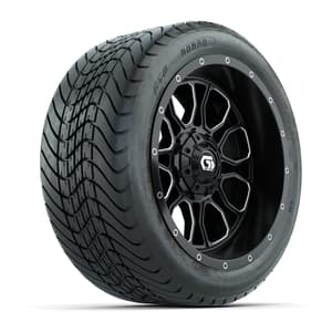 Set of (4) 14 in GTW® Volt Machined & Black Wheels with 225/30-14 Mamba Street Tire