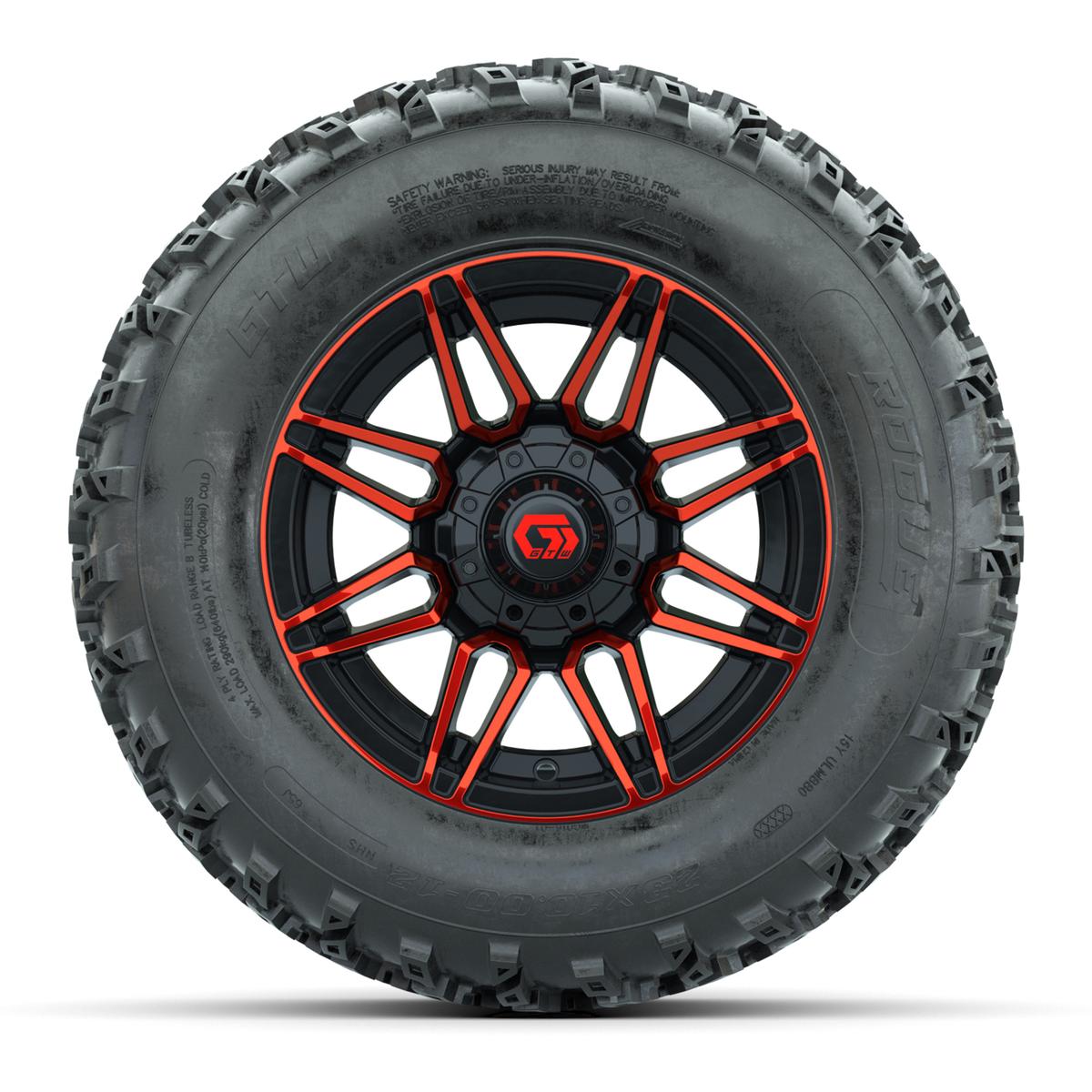 GTW&reg; Stealth Red/Machined 12 in Wheels with 23X10.00-12 Rogue All-Terrain Tires – Full Set