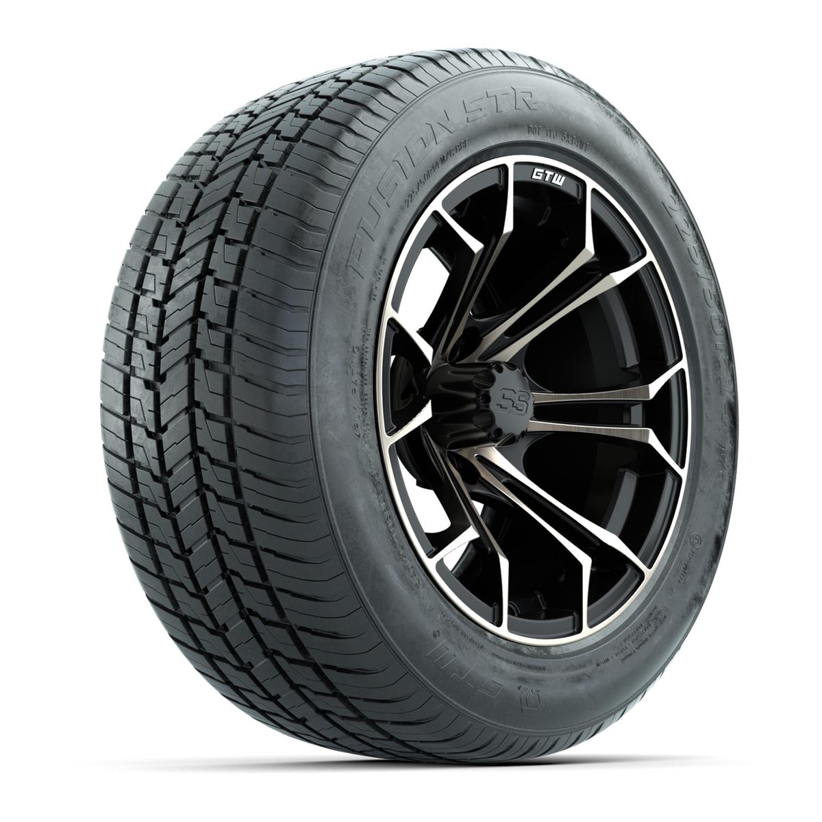 GTW&reg; Spyder Matte Black and Bronze 14 in Wheels with 255/50-R14 Fusion STR DOT Approved Street Tires - Full Set