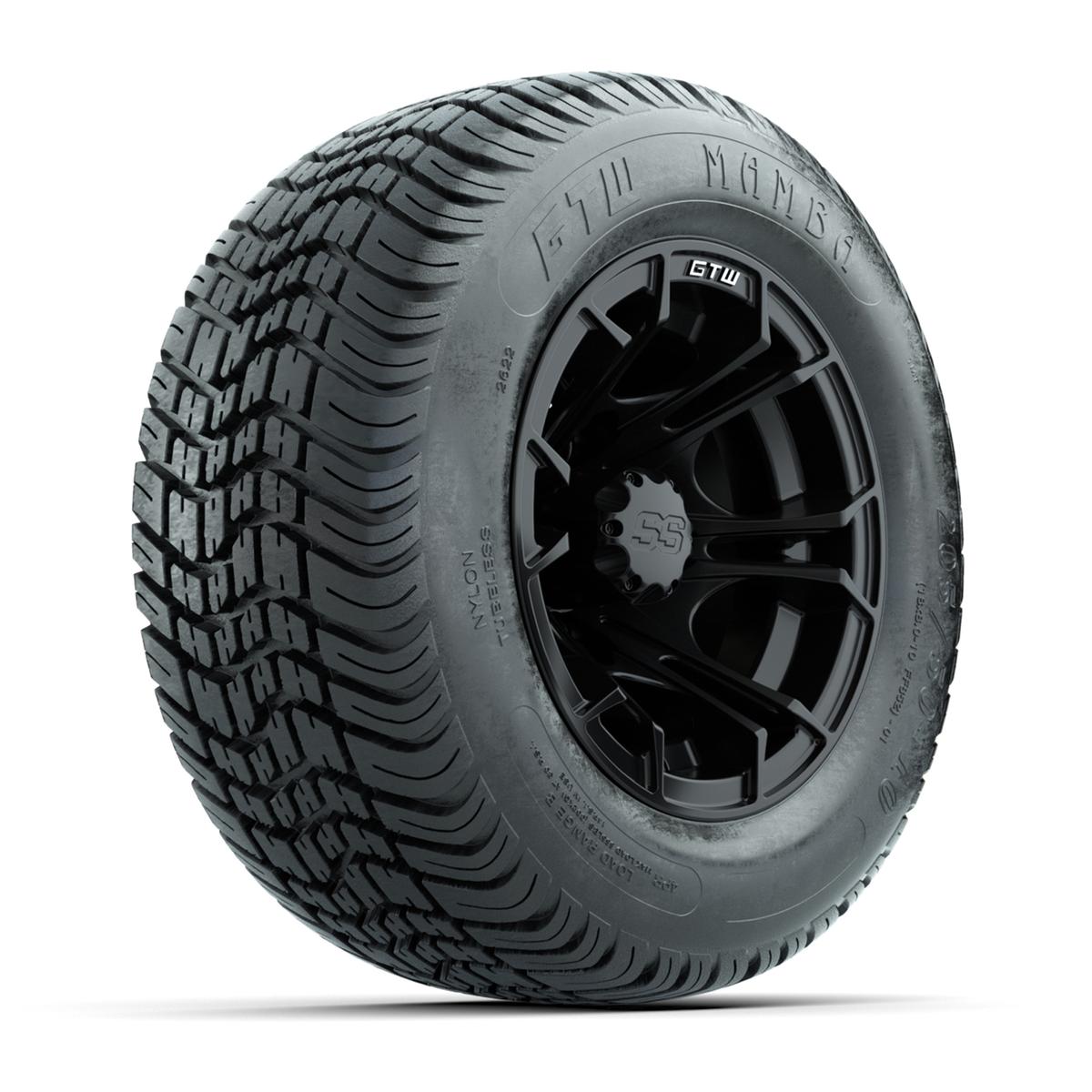 GTW Spyder Matte Black 10 in Wheels with 205/50-10 Mamba Street Tires – Full Set