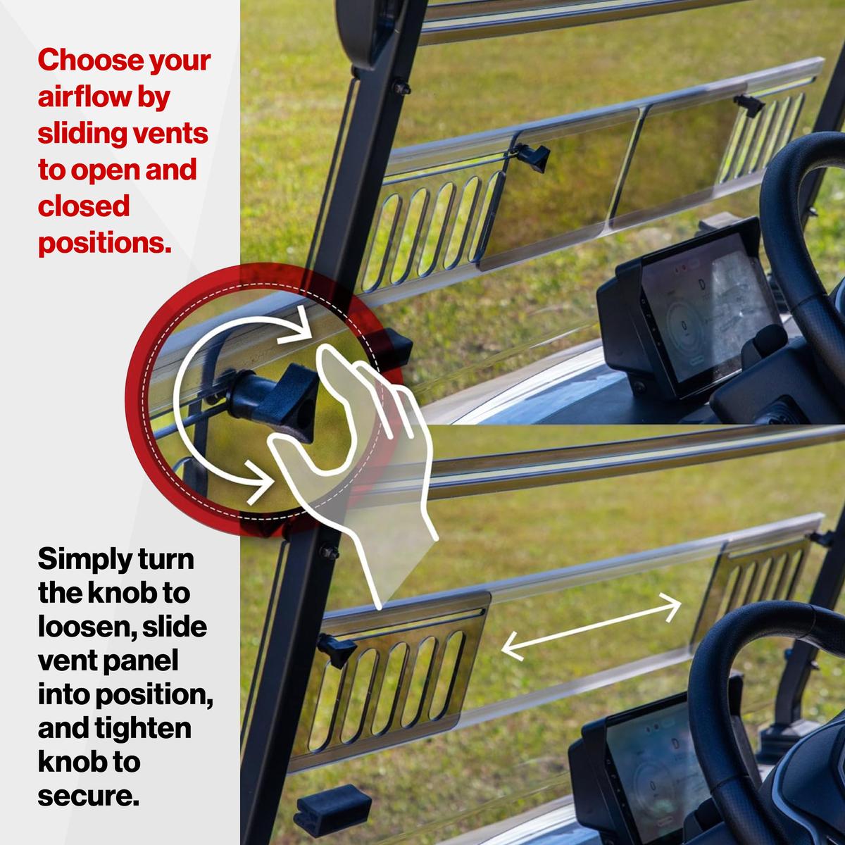 RedDot Tinted Vented Folding Windshield for Epic E40FX with 4-Forward Facing Seats