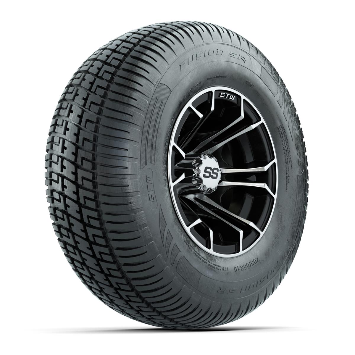 GTW Spyder Machined/Black 10 in Wheels with 205/65-R10 Fusion SR Steel Belted Radial Tires – Full Set