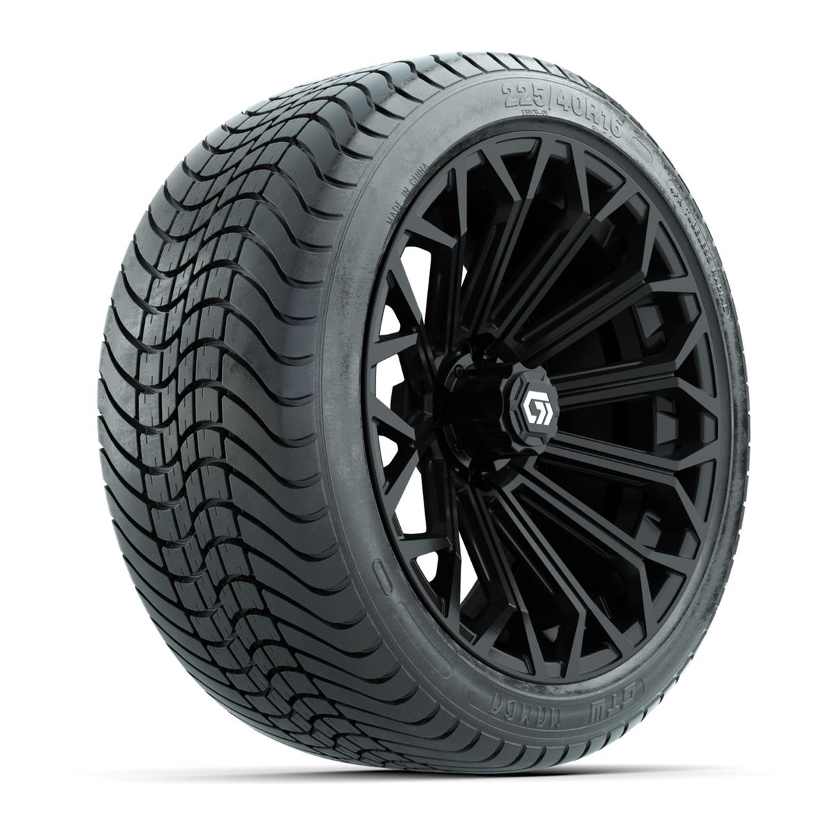 GTW&reg; Phantom Gloss Black 16 in Wheels with 225/40-R16 Mamba Street Tires - Full Set