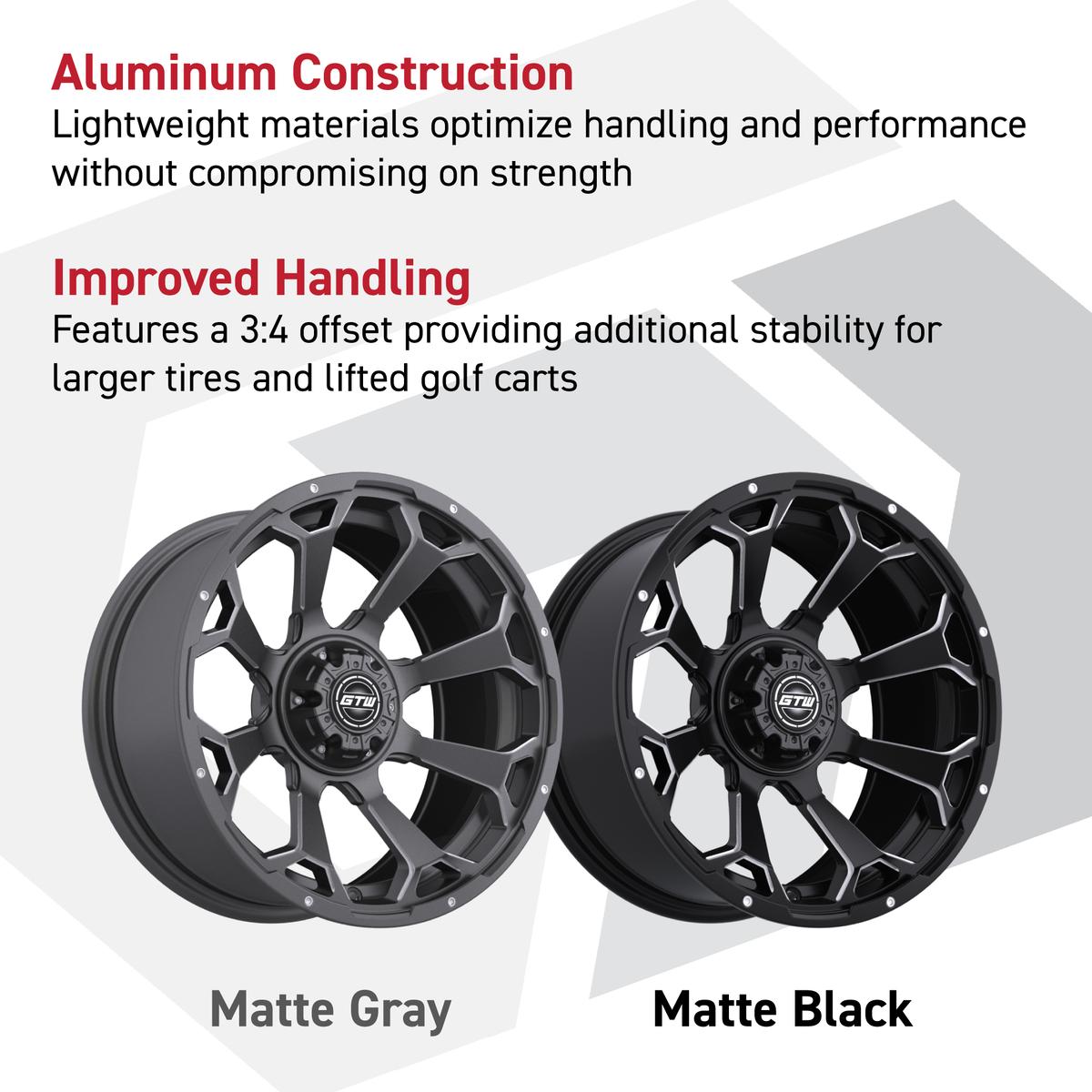 Set of (4) 15&Prime; GTW Raven Matte Black Wheels with 23x10-R15 Nomad All-Terrain Tires