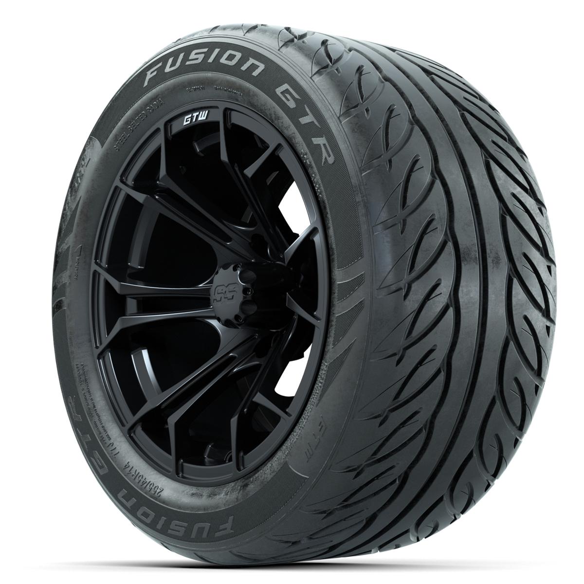 GTW Spyder Matte Black 14 in Wheels with 255/45-R14 Fusion GTR Street Tires – Full Set