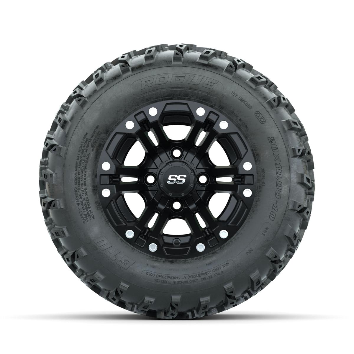 GTW Specter Matte Black 10 in Wheels with 20x10.00-10 Rogue All Terrain Tires – Full Set