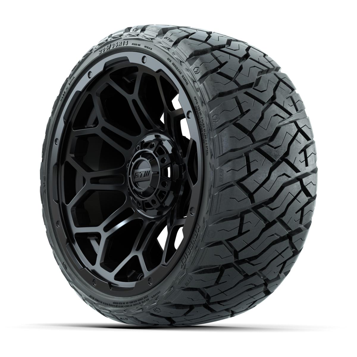 GTW Bravo Matte Black 14 in Wheels with 205/35-R14 Maverick Low-Profile All-Terrain Tires – Full Set
