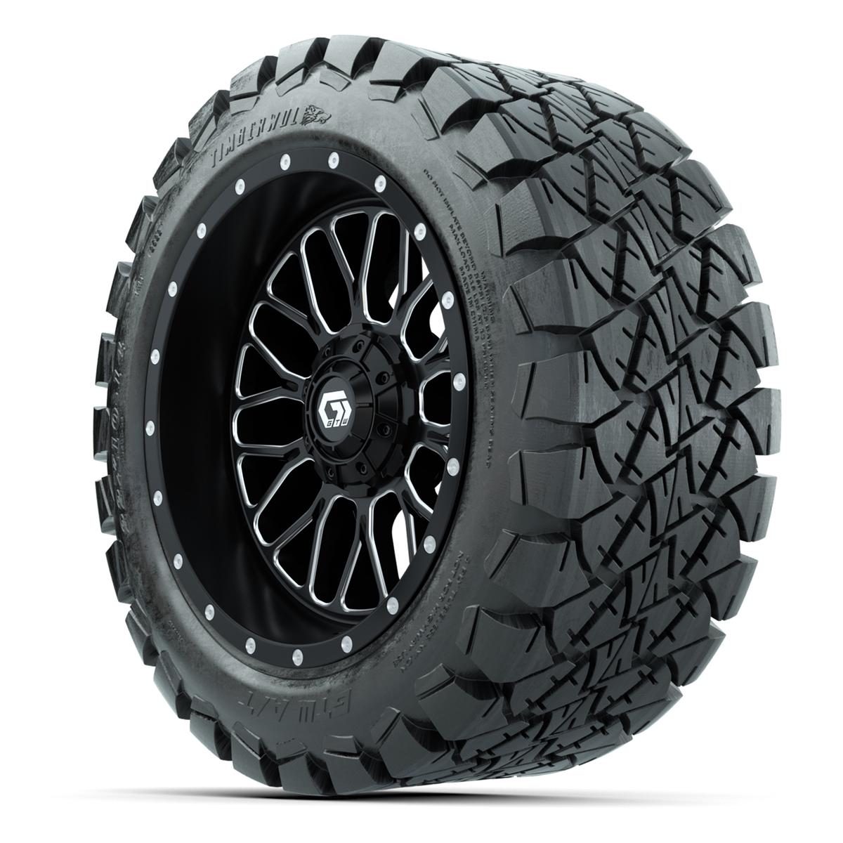 GTW Helix Black/Machined 14 in Wheels with 22X10-14 Timberwolf All-Terrain Tires – Full Set