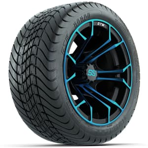 GTW Spyder Blue/Black 12 in Wheels with 215/35-12 GTW Mamba Street Tires – Full Set