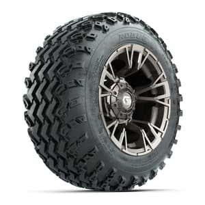 GTW® Vandal Satin Bronze/Machined 12 in Wheels with 22x11.00-12 Rogue All-Terrain Tires – Full Set