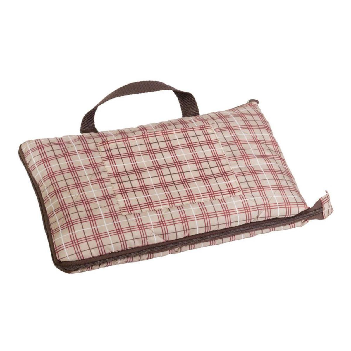 Classic Accessories Tan and Red Plaid Portable Seat Blanket