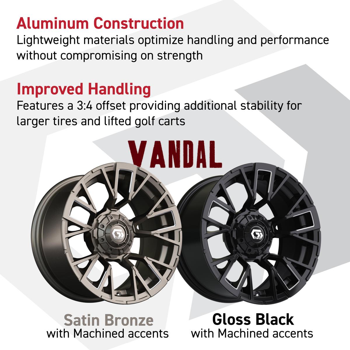 GTW&reg; Vandal Bronze/Machined 14 in Wheels with 23X10.00-14 Rogue All-Terrain Tires – Full Set