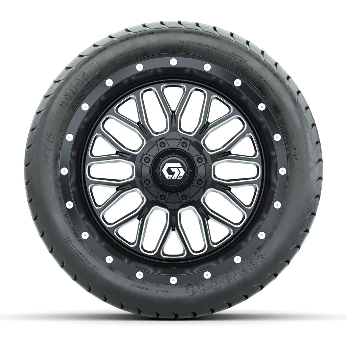 Set of (4) 14 in GTW® Helix Machined & Black Wheels with 225/30-14 Mamba Street Tire