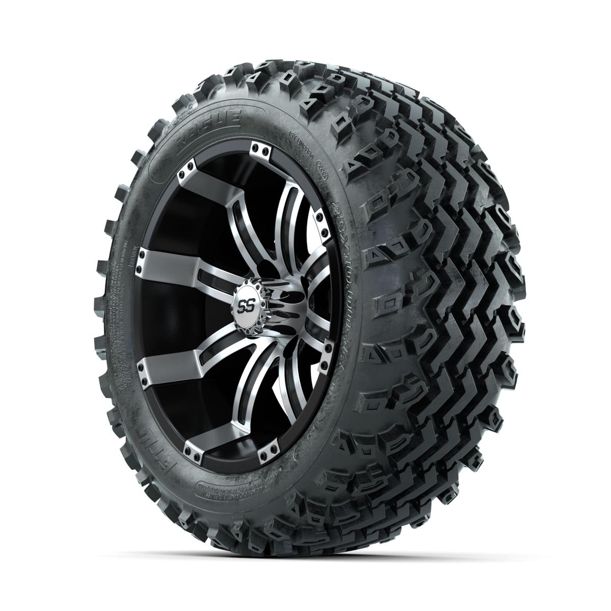 GTW Tempest Machined/Black 14 in Wheels with 23x10.00-14 Rogue All Terrain Tires – Full Set