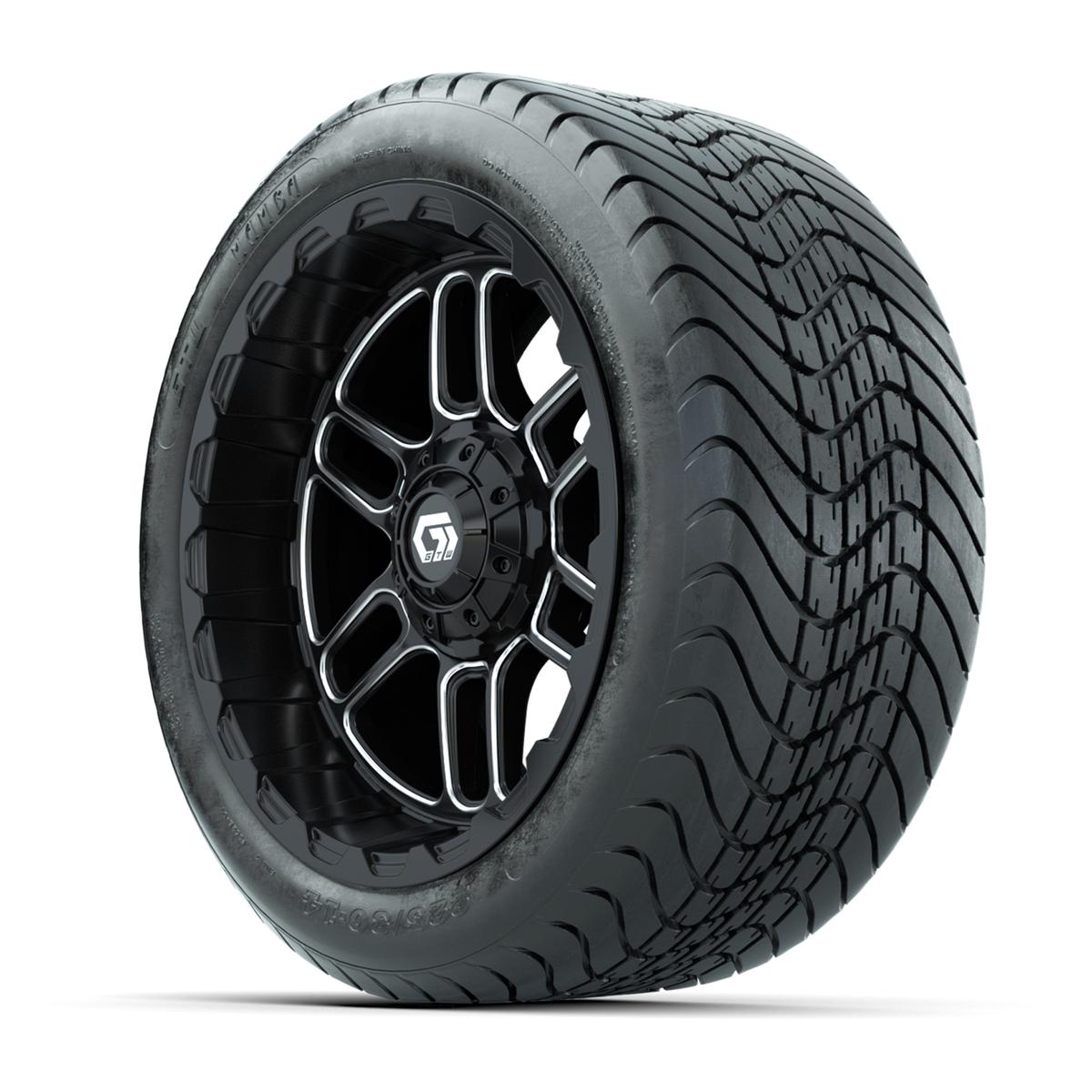 Set of (4) 14 in GTW® Titan Machined & Black Wheels with 225/30-14 Mamba Street Tire