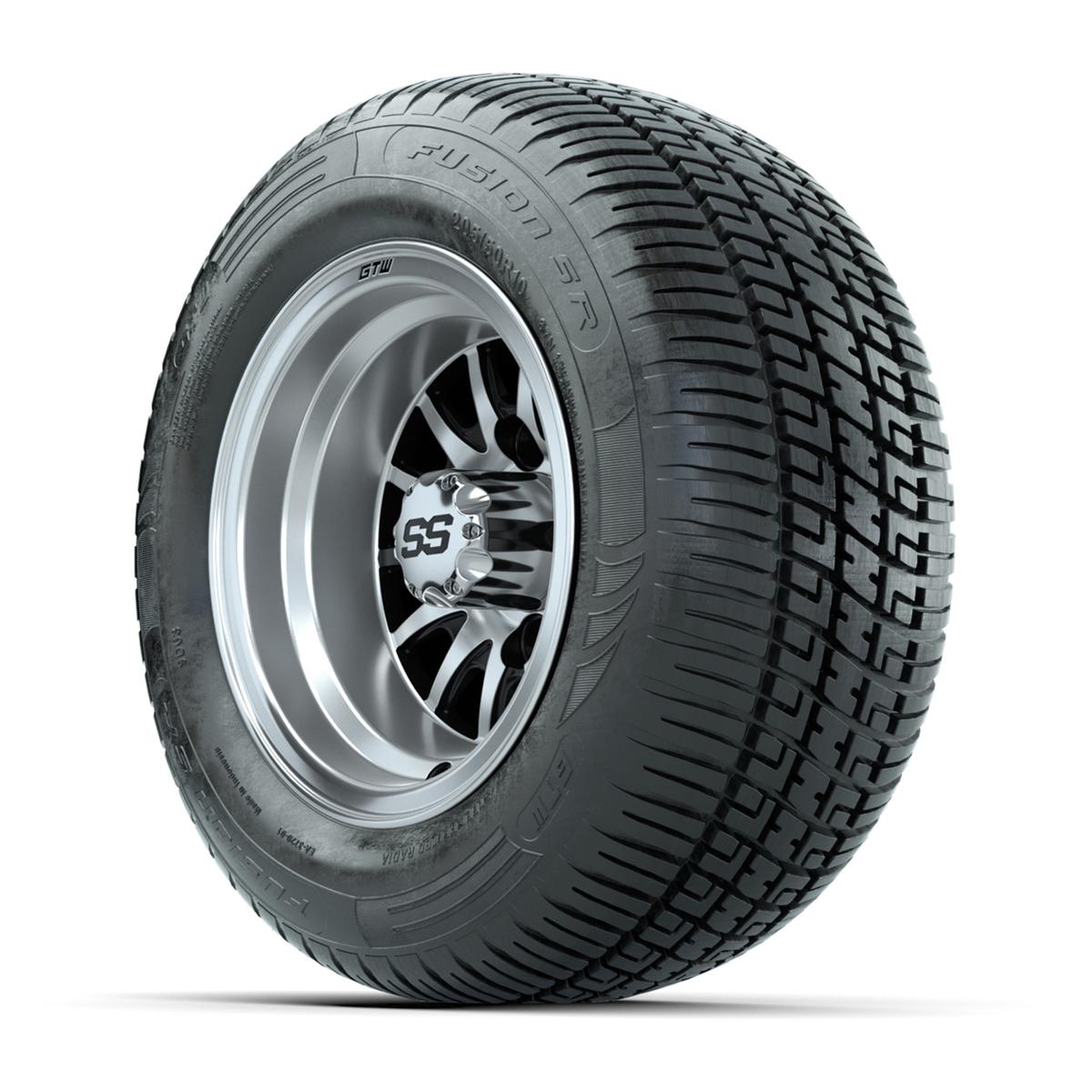 GTW Medusa Black/Machined 10 in Wheels with 205/50-R10 Fusion S/R Radial Steel Belt Street Tires – Full Set