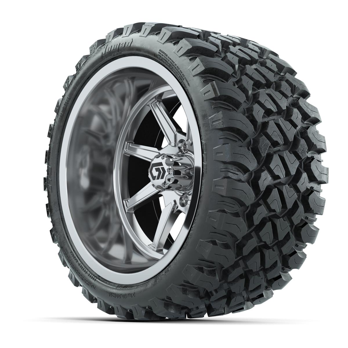 GTW&reg; Reaper Chrome 15 in Wheels with 23X10-R15 Nomad Steel Belted Radial All-Terrain Tires - Full Set