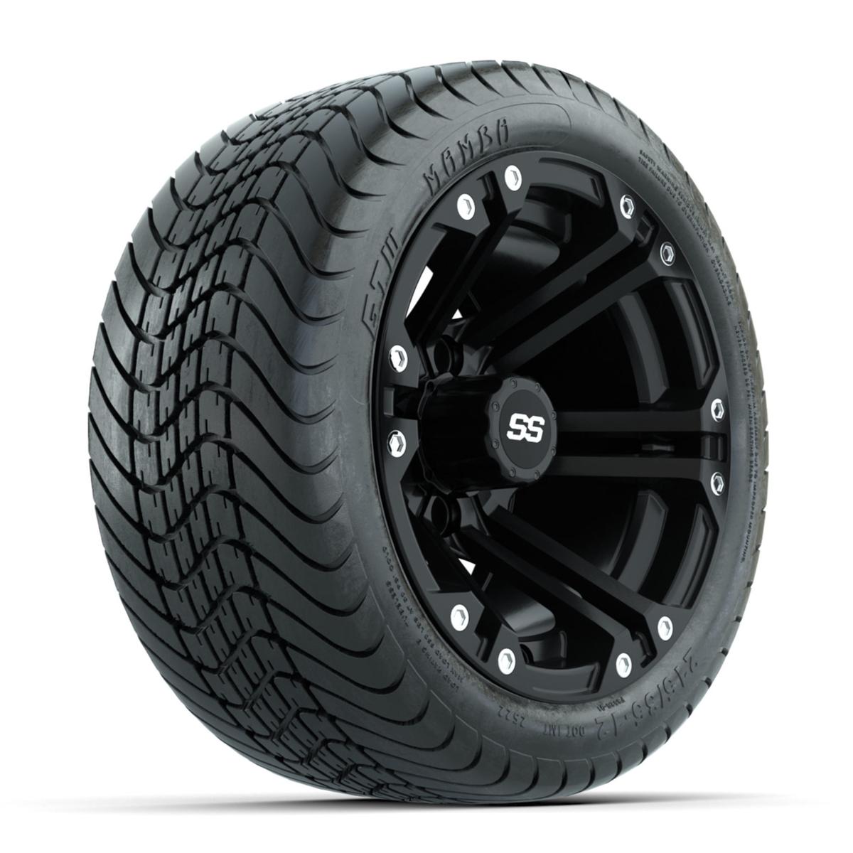 GTW Specter Matte Black 12 in Wheels with 215/35-12 Mamba Street Tires – Full Set