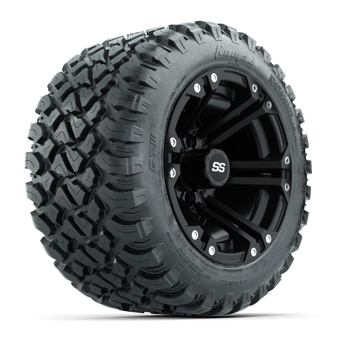 GTW&reg; Specter Matte Black 12 in Wheels with 22X11-R12 Nomad Steel Belt Radial All-Terrain Tires – Full Set