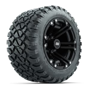 GTW&reg; Specter Matte Black 12 in Wheels with 22X11-R12 Nomad Steel Belt Radial All-Terrain Tires – Full Set