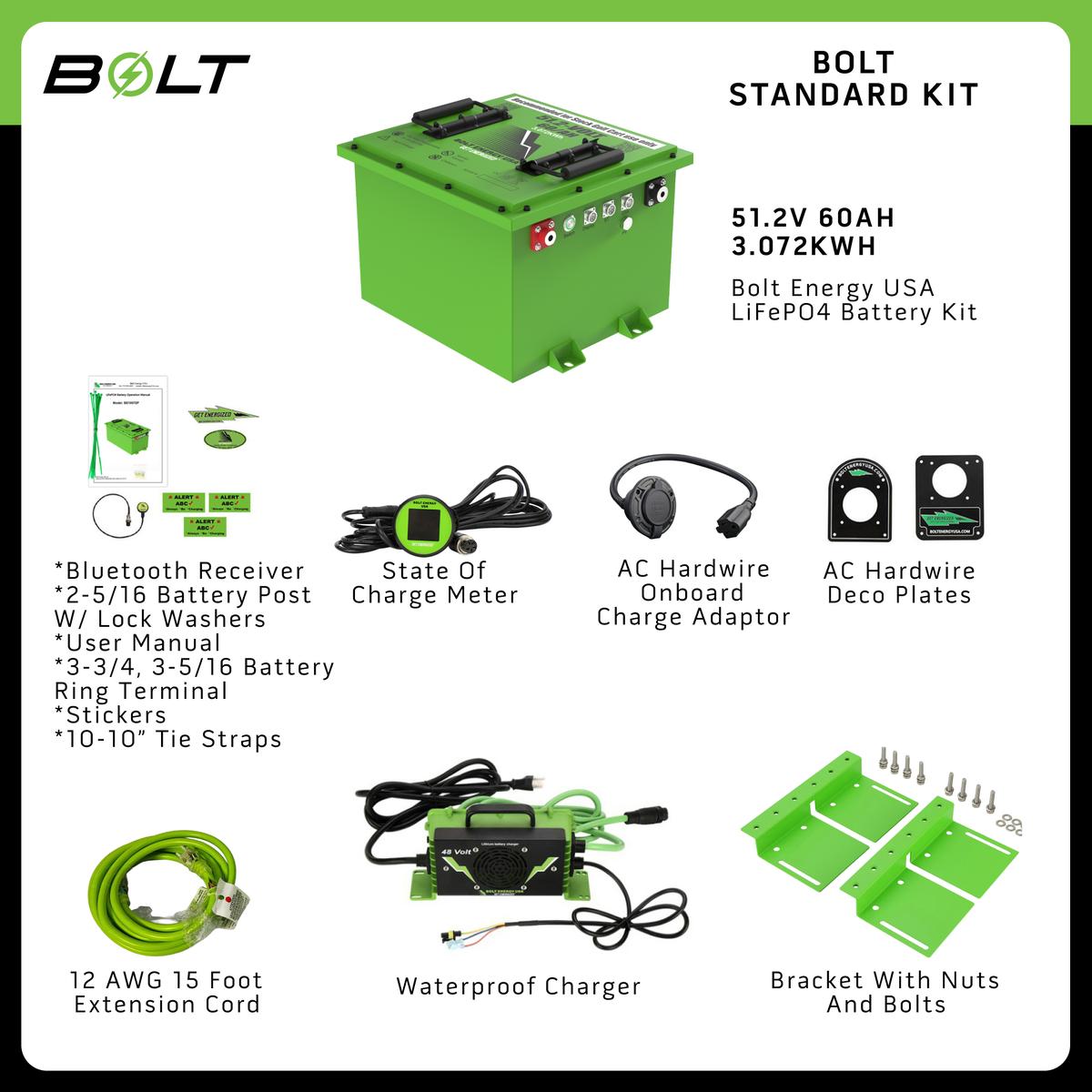 Bolt Energy Yamaha G19-G22, 51V 60AH Standard Battery Kit
