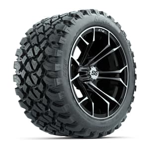 GTW Spyder Machined/Black 14 in Wheels with 23x10-14 GTW Nomad All-Terrain Tires – Full Set