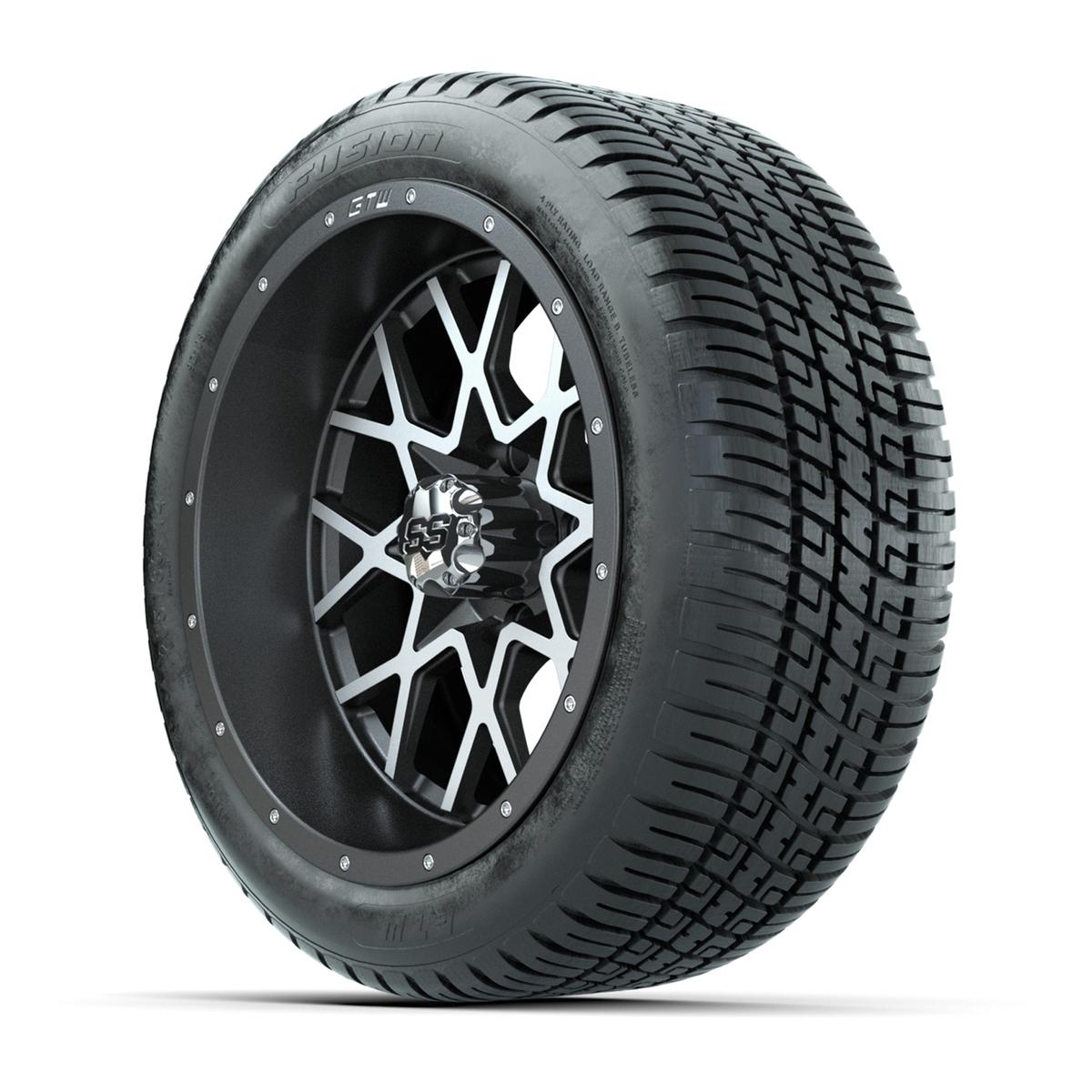 GTW&reg; Vortex 2 Matte Gray/Machined 14 in Wheels with 205/30-R14 Fusion Street Tires – Full Set