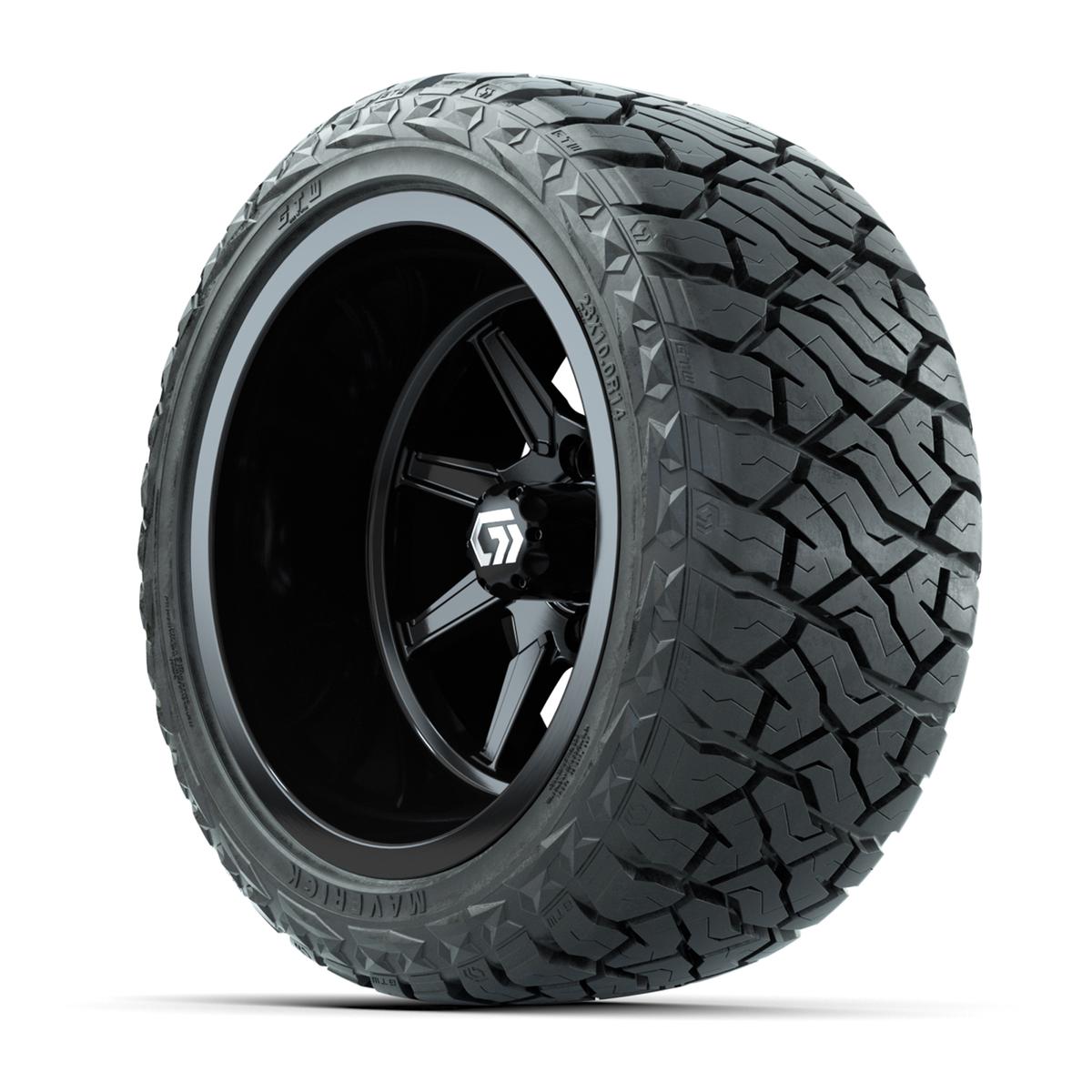 GTW&reg; Reaper Gloss Black 14 in Wheels with 23X10-R14 Maverick Steel Belted Radial All-Terrain Tires - Full Set