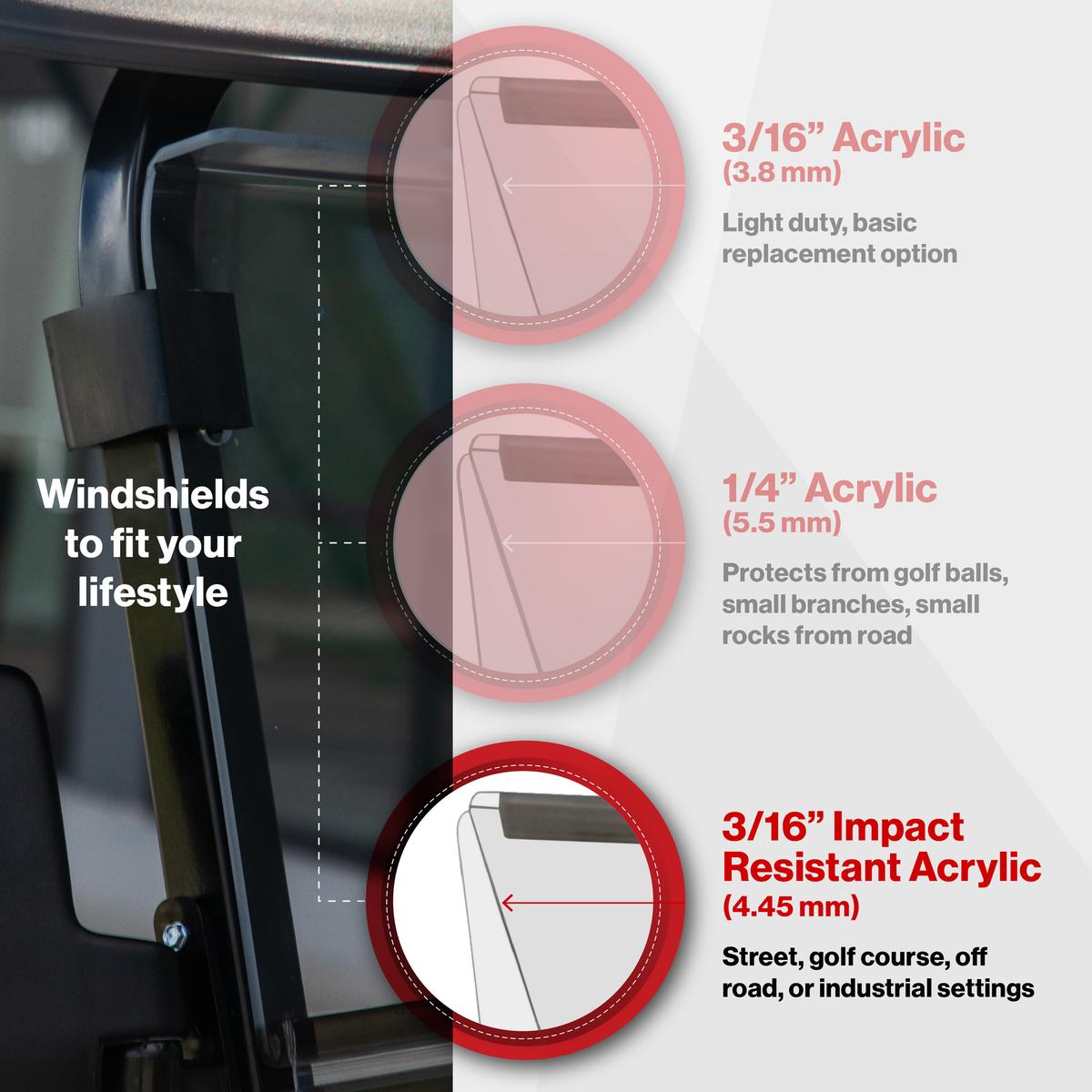 RedDot Tinted Impact Resistant Folding Windshield for Epic E40FX with 4-Forward Facing Seats