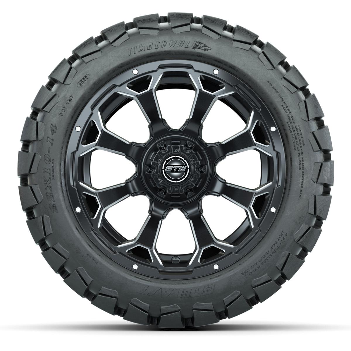 Set of (4) 14 in GTW Raven Wheels with 22x10-14 GTW Timberwolf All-Terrain Tires