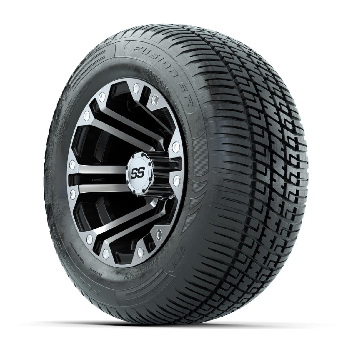 GTW Specter Black/Machined 10 in Wheels with 205/50-R10 Fusion S/R Radial Steel Belt Street Tires – Full Set