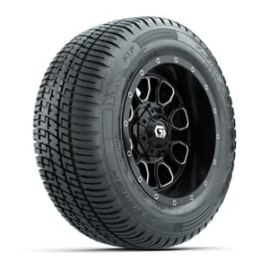 Set of (4) 12 in GTW® Volt Machined & Black Wheels with 215/50-R12 Fusion S/R Street Tires