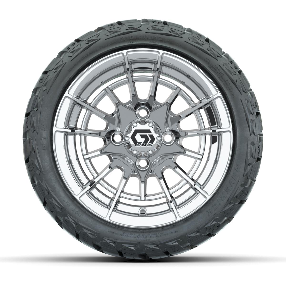 GTW Boost Chrome 12 in Wheels with 215/40-R12 Maverick Low-Profile All-Terrain Tires – Full Set