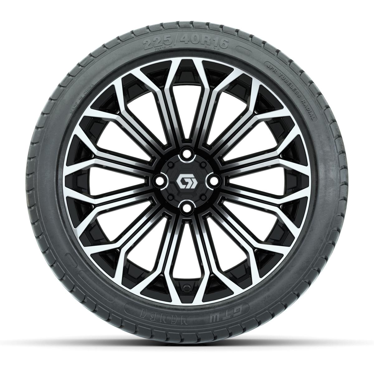 GTW&reg; Phantom Black/Machined 16 in Wheels with 225/40-R16 Mamba Street Tires - Full Set