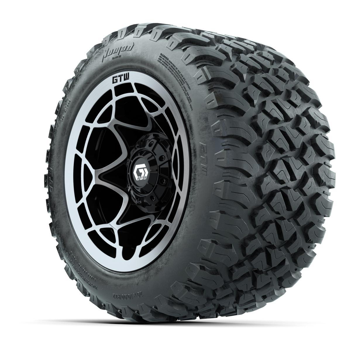 GTW&reg; Nexus Black with Silver Face 12 in Wheels with 20X10-12 Nomad Steel Belt Radial All-Terrain Tires – Full Set