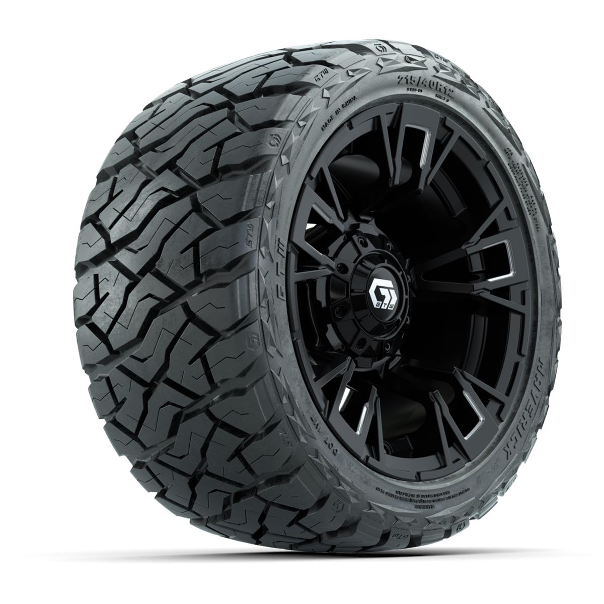 GTW Vandal Matte Black/Machined 12 in Wheels with 215/40-R12 Maverick Low-Profile All-Terrain Tires – Full Set